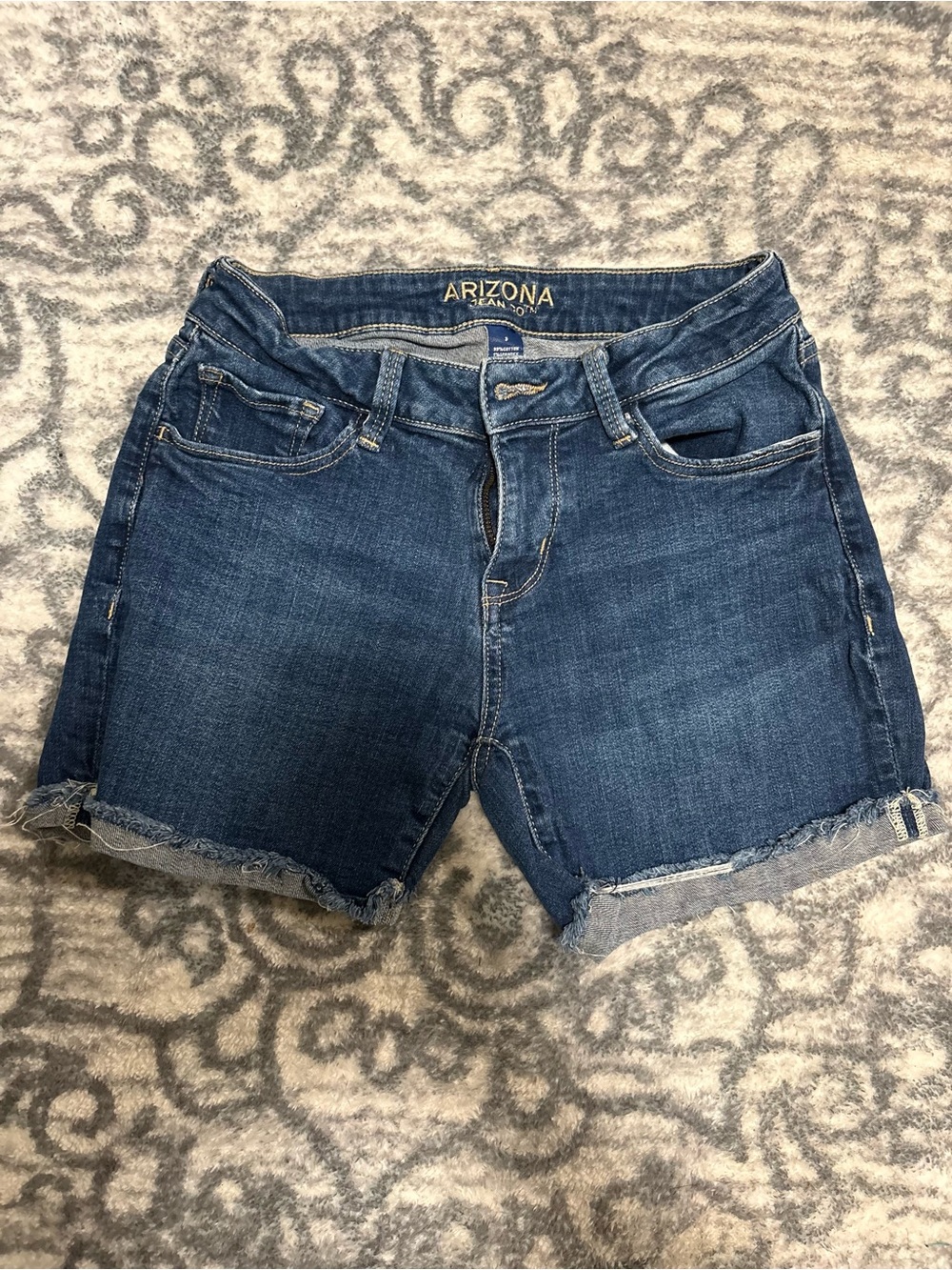 Arizona Jean Company Blue Frayed Hem Denim Shorts